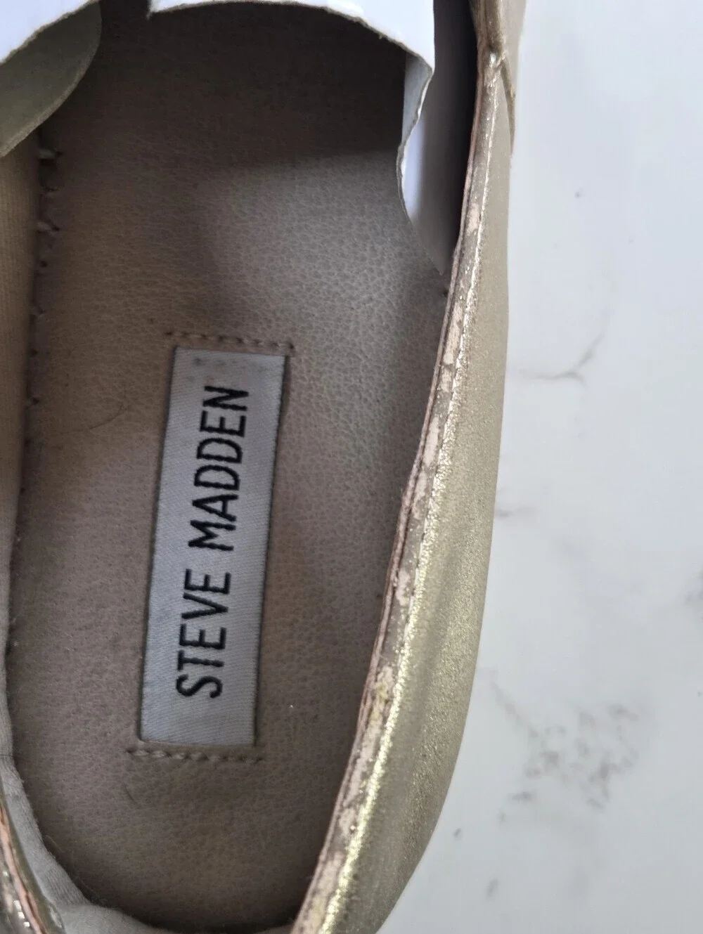 Steve Madden Metallic Gold Espadrille Slip-On Flats(B35)